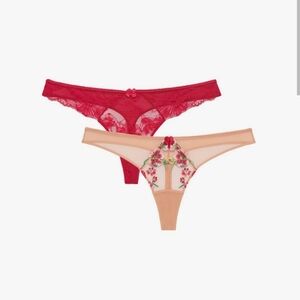 Adored By Adore Daisy Jenna Elegant Floral Embroidered Intimate Thong Set 3X